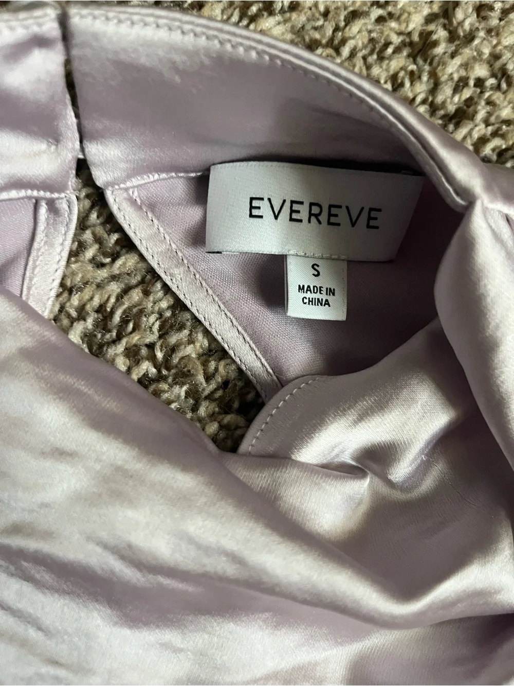 Evereve Lilac Satin Mock Neck Blouse Size Small